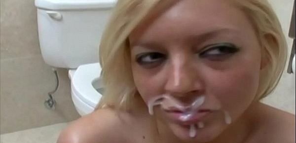  In my toilet office, the young girls were happy about a facial cum - Part 3